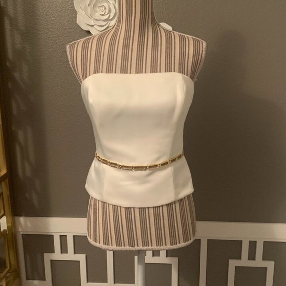 Halston Heritage Strapless Top with Gold Belt NWT